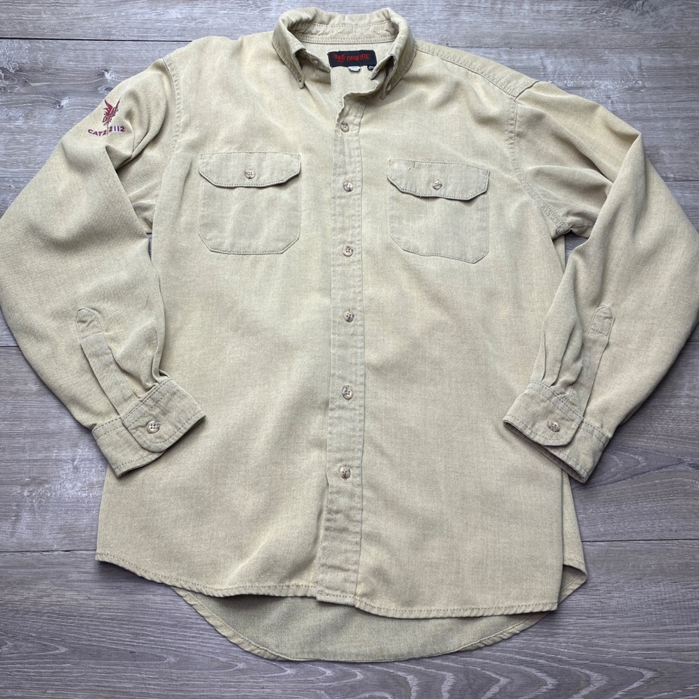 DRIFIRE Shirt Mens MD Khaki Tan TECGEN FR‎ Flame Resistant CAT 2 Work Twill